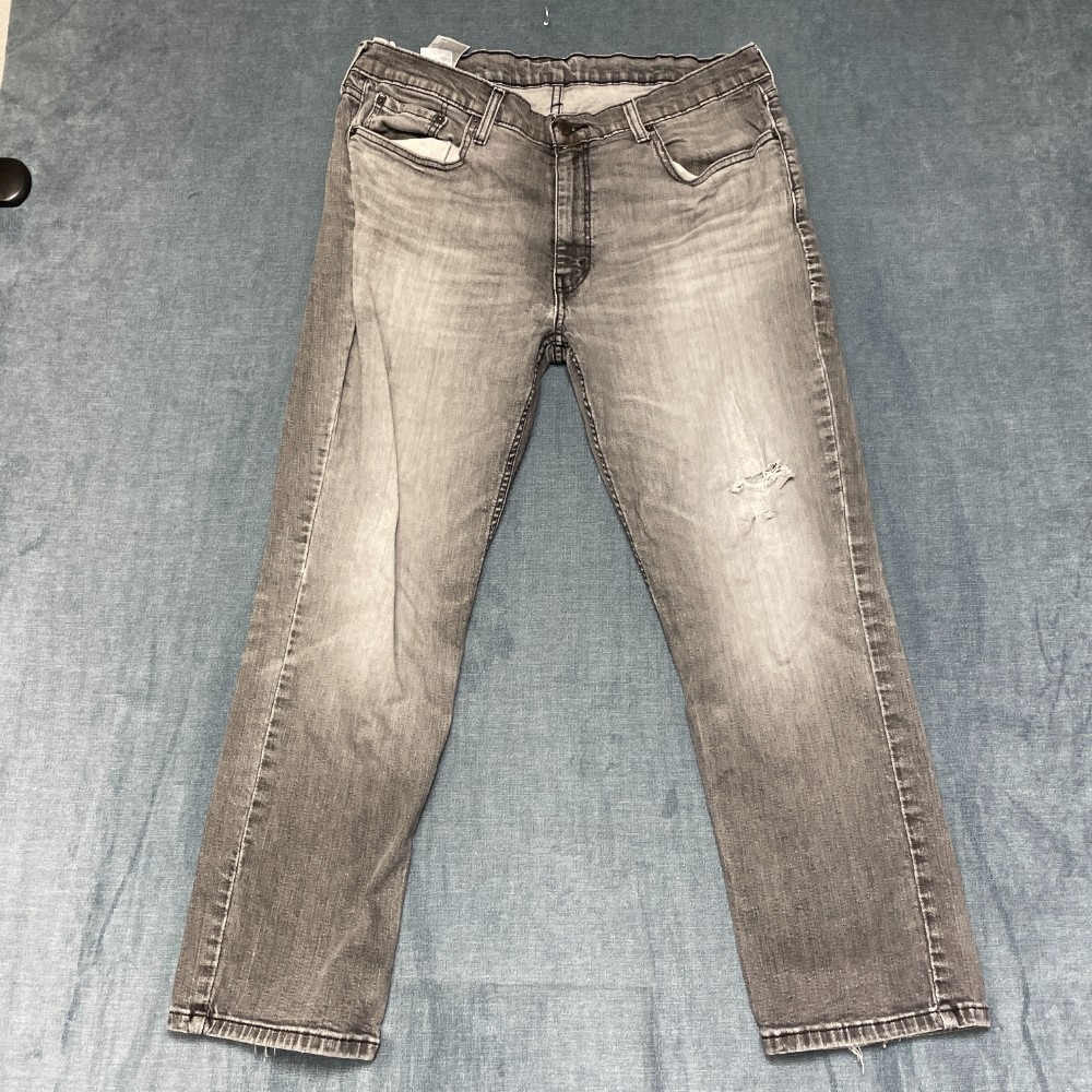 Levi's 501 Original Jeans Mens 34x27.5 Gray Medium Wash Straight Leg Mid Rise
